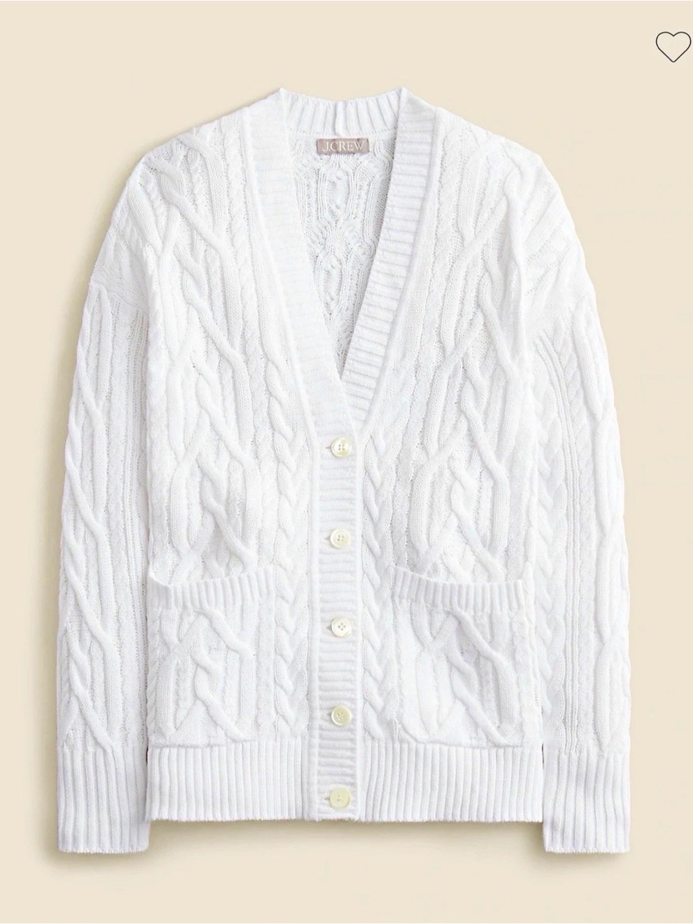NWT J. Crew White Cable-Knit Cardigan Sweaters